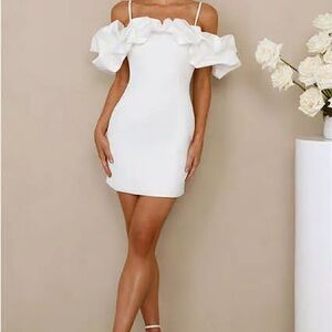 Hello Molly White Ruffle Mini Dress